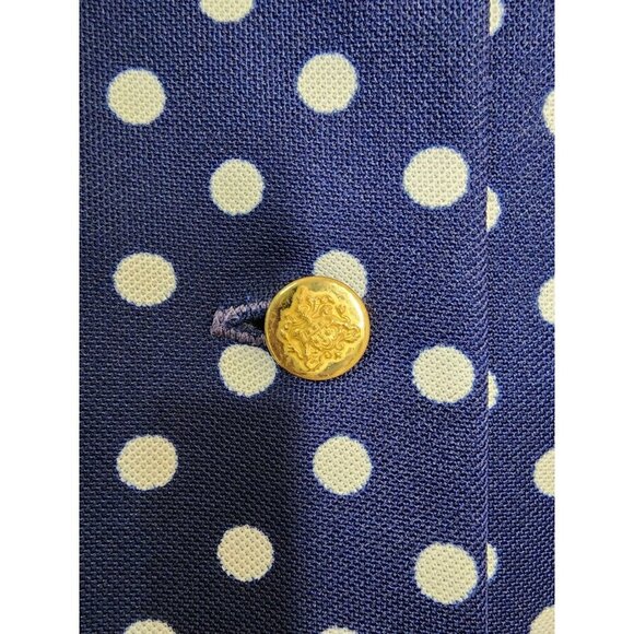 Sz Medium Bergdorf Goodman Blue Polka Dot Dress Polyester Gold Buttons - Picture 4 of 4